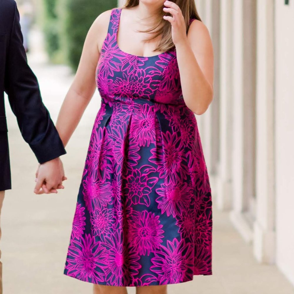 Pappagallo Pink & Navy Formal Dress